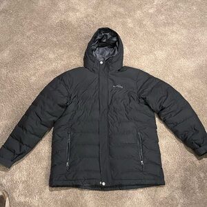 Women’s Eddie Bauer black puffy jacket.